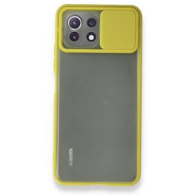 BSSM Xiaomi Mİ 11 Lite Palm Buzlu Kamera Sürgülü Silikon Sarı Kılıf