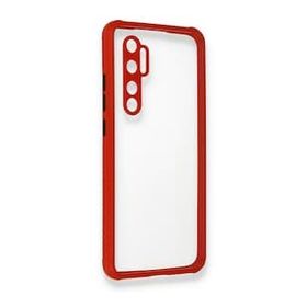 BSSM Xiaomi Mi Note 10 Lite Miami Şeffaf Silikon Kırmızı Kılıf