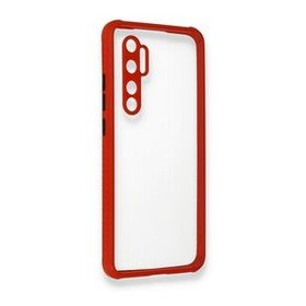 BSSM Xiaomi Mi Note 10 Lite Miami Şeffaf Silikon Kırmızı Kılıf