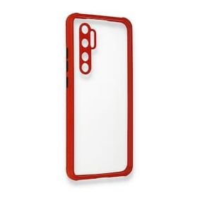 BSSM Xiaomi Mi Note 10 Lite Miami Şeffaf Silikon Kırmızı Kılıf