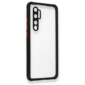 BSSM Xiaomi Mi Note 10 Lite Miami Şeffaf Silikon Siyah Kılıf