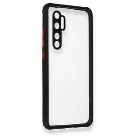 BSSM Xiaomi Mi Note 10 Lite Miami Şeffaf Silikon Siyah Kılıf
