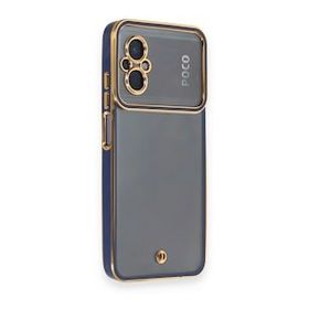 BSSM Xiaomi Poco M5 Liva Lens Silikon Mavi Kılıf