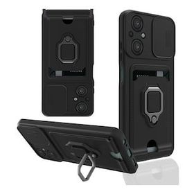 BSSM Xiaomi Poco M5 Zuma Kartvizitli Yüzüklü Siyah Silikon Kılıf