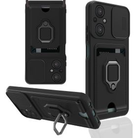 BSSM Xiaomi Poco M5 Zuma Kartvizitli Yüzüklü Siyah Silikon Kılıf