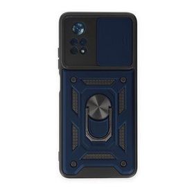 BSSM Xiaomi Poco X4 Pro 5G Pars Lens Yüzüklü Silikon Cep Telefonu KılıfıLacivert
