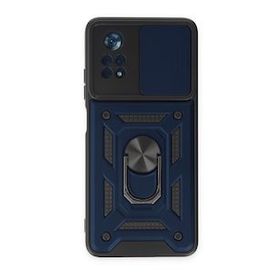 BSSM Xiaomi Poco X4 Pro 5G Pars Lens Yüzüklü Silikon Cep Telefonu KılıfıLacivert