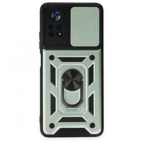 BSSM Xiaomi Poco X4 Pro 5G Pars Lens Yüzüklü Silikon Cep Telefonu KılıfıYeşil