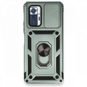 BSSM Xiaomi Redmi Note 10 Pro Pars Lens Yüzüklü Silikon Yeşil Cep Telefonu Kılıfı