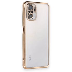 BSSM Xiaomi Redmi Note 10 Razer Lensli Silikon Gold Cep Telefonu Kılıfı