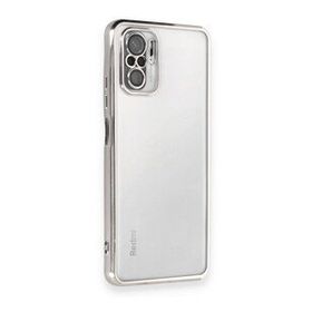 BSSM Xiaomi Redmi Note 10 Razer Lensli Silikon Gümüş Cep Telefonu Kılıfı