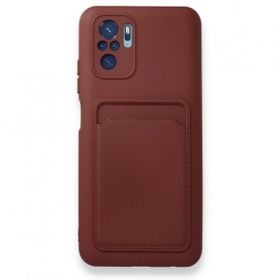 BSSM Xiaomi Redmi Note 10S Kelvin Kartvizitli Silikon Bordo Cep Telefonu Kılıfı