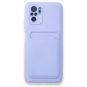 BSSM Xiaomi Redmi Note 10S Kelvin Kartvizitli Silikon Lila Cep Telefonu Kılıfı
