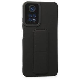 BSSM Xiaomi Redmi Note 11 Mega Standlı Siyah Silikon Kılıf