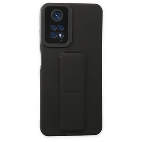 BSSM Xiaomi Redmi Note 11 Mega Standlı Siyah Silikon Kılıf
