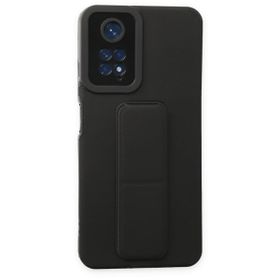 BSSM Xiaomi Redmi Note 11 Mega Standlı Siyah Silikon Kılıf
