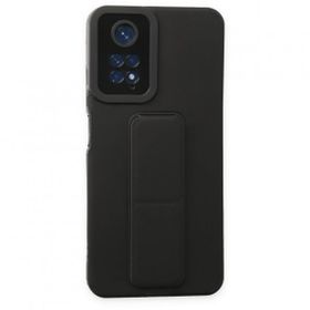 BSSM Xiaomi Redmi Note 11 Mega Standlı Siyah Silikon Kılıf