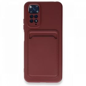 BSSM Xiaomi Redmi Note 11S Kelvin Kartvizitli Silikon Bordo Kılıf