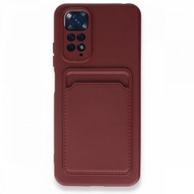 BSSM Xiaomi Redmi Note 11S Kelvin Kartvizitli Silikon Bordo Kılıf