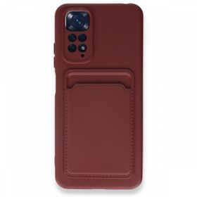 BSSM Xiaomi Redmi Note 11S Kelvin Kartvizitli Silikon Bordo Kılıf