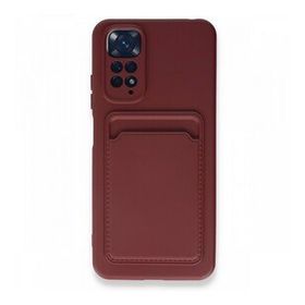 BSSM Xiaomi Redmi Note 11S Kelvin Kartvizitli Silikon Bordo Kılıf