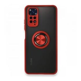 BSSM Xiaomi Redmi Note 11S Montreal Yüzüklü Silikon Kapak Kırmızı Kılıf