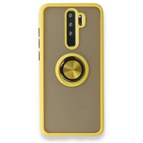 BSSM Xiaomi Redmi Note 8 Pro Montreal Yüzüklü Silikon Kapak Sarı Kılıf
