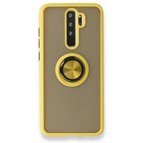 BSSM Xiaomi Redmi Note 8 Pro Montreal Yüzüklü Silikon Kapak Sarı Kılıf