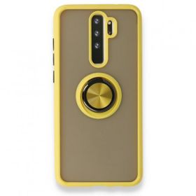 BSSM Xiaomi Redmi Note 8 Pro Montreal Yüzüklü Silikon Kapak Sarı Kılıf