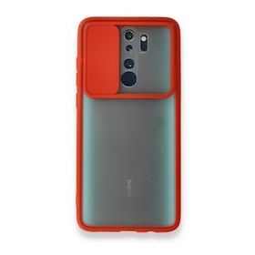 BSSM Xiaomi Redmi Note 8 Pro Palm Buzlu Kamera Sürgülü Silikon Kırmızı Kılıf