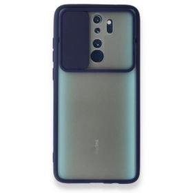 BSSM Xiaomi Redmi Note 8 Pro Palm Buzlu Kamera Sürgülü Silikon Lacivert Kılıf