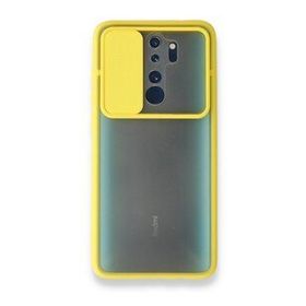 BSSM Xiaomi Redmi Note 8 Pro Palm Buzlu Kamera Sürgülü Silikon Sarı Kılıf