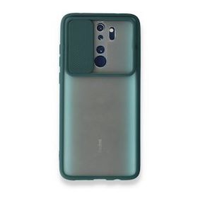BSSM Xiaomi Redmi Note 8 Pro Palm Buzlu Kamera Sürgülü Silikon Yeşil Kılıf
