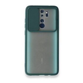 BSSM Xiaomi Redmi Note 8 Pro Palm Buzlu Kamera Sürgülü Silikon Yeşil Kılıf