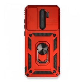 BSSM Xiaomi Redmi Note 8 Pro Pars Lens Yüzüklü Silikon Kırmızı Cep Telefonu Kılıfı