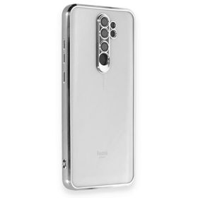 BSSM Xiaomi Redmi Note 8 Pro Razer Lensli Silikon Gümüş Cep Telefonu Kılıfı