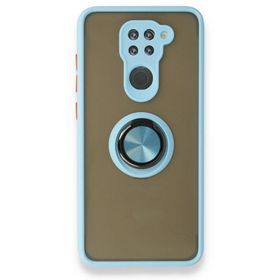 BSSM Xiaomi Redmi Note 9 Montreal Yüzüklü Silikon Kapak Buz Mavi Kılıf
