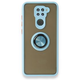 BSSM Xiaomi Redmi Note 9 Montreal Yüzüklü Silikon Kapak Buz Mavi Kılıf