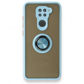 BSSM Xiaomi Redmi Note 9 Montreal Yüzüklü Silikon Kapak Buz Mavi Kılıf