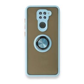 BSSM Xiaomi Redmi Note 9 Montreal Yüzüklü Silikon Kapak Buz Mavi Kılıf