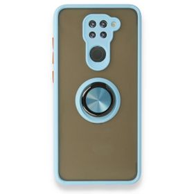 BSSM Xiaomi Redmi Note 9 Montreal Yüzüklü Silikon Kapak Buz Mavi Kılıf