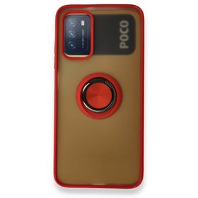 BSSM Xiaomi Redmi Note 9 Montreal Yüzüklü Silikon Kapak Kırmızı Kılıf