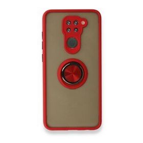 BSSM Xiaomi Redmi Note 9 Montreal Yüzüklü Silikon Kapak Kırmızı Kılıf