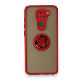 BSSM Xiaomi Redmi Note 9 Montreal Yüzüklü Silikon Kapak Kırmızı Kılıf