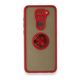 BSSM Xiaomi Redmi Note 9 Montreal Yüzüklü Silikon Kapak Kırmızı Kılıf