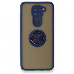 BSSM Xiaomi Redmi Note 9 Montreal Yüzüklü Silikon Kapak Lacivert Kılıf