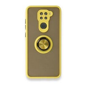 BSSM Xiaomi Redmi Note 9 Montreal Yüzüklü Silikon Kapak Sarı Kılıf