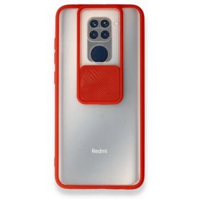 BSSM Xiaomi Redmi Note 9 Palm Buzlu Kamera Sürgülü Silikon Kırmızı Kılıf