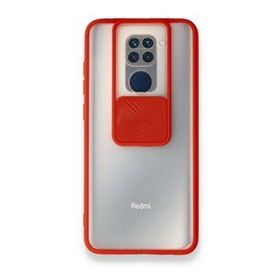 BSSM Xiaomi Redmi Note 9 Palm Buzlu Kamera Sürgülü Silikon Kırmızı Kılıf