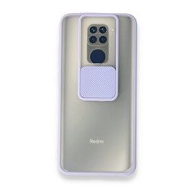 BSSM Xiaomi Redmi Note 9 Palm Buzlu Kamera Sürgülü Silikon Lila Kılıf
